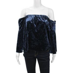 Aum-Couture Women Bohemian Dark Blue Long Sleeve Blouse 100% Poly Size XS